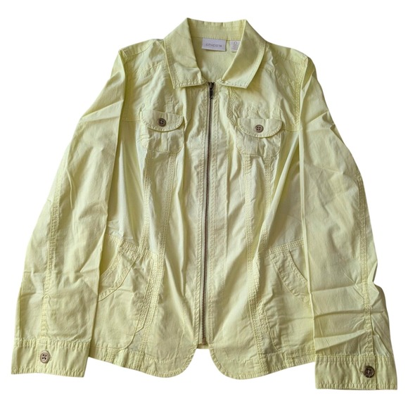 Chico's Utility Jacket Full Zip Lightweight Pocketed‎ Yellow Women's Size 0 - Picture 1 of 6